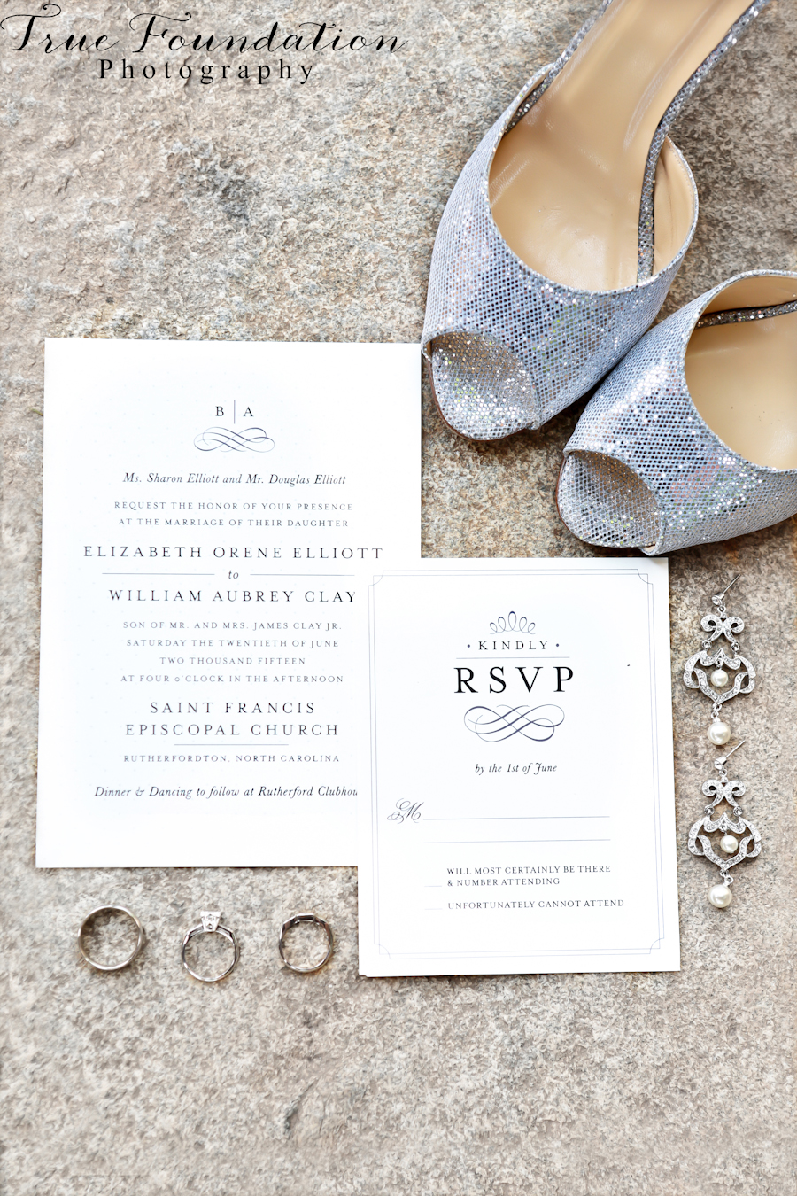Hendersonville-North-Carolina-Wedding-Photography-Invitation-suite-Kate-Spade-Bride-Shoes-Bridal-Style-Rings-Stone-Church