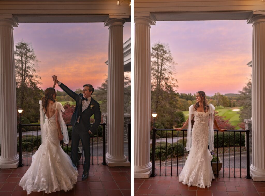 Hendersonville NC Wedding Photographer Kenmure Country Club at Sunset